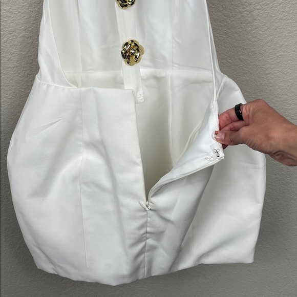 NWT Atoir Tiffany Dress Rose Floral Button Open Back White Sz 6 - Picture 6 of 16